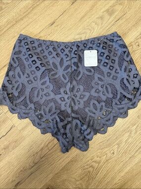 Free People Intimately Gray Lace Shorties Size S NWT